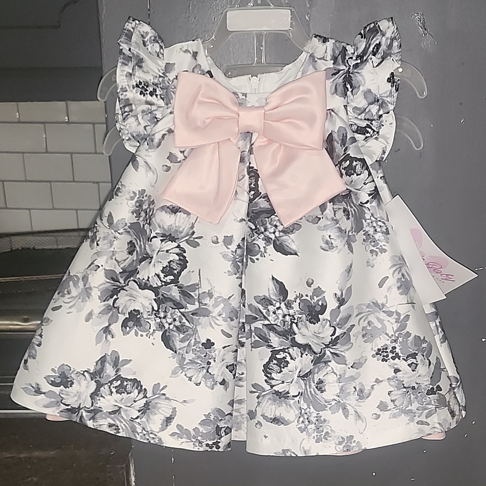Floral Dress with Pink Bow